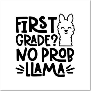 First Grade, No Problem Llama Funny Kids Back to School Posters and Art